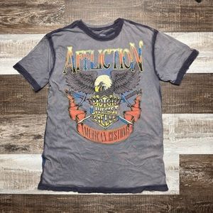 Affliction Motor Live Fast Cycles Double Sided  Mens Graphic T Shirt Size L Y2K